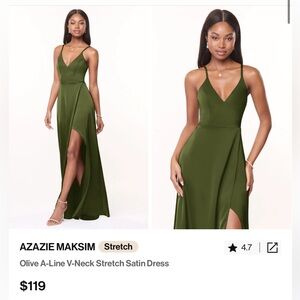 Azazie Olive Satin A-Line Dress